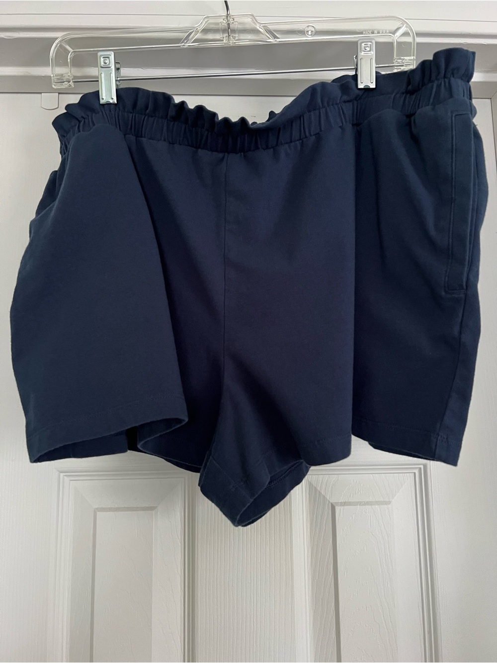 Navy Ruffle Waist Shorts